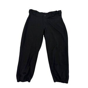 Russell Athletic Youth Black Baseball Pants S Elastic Ankles Snap Waist Zipper